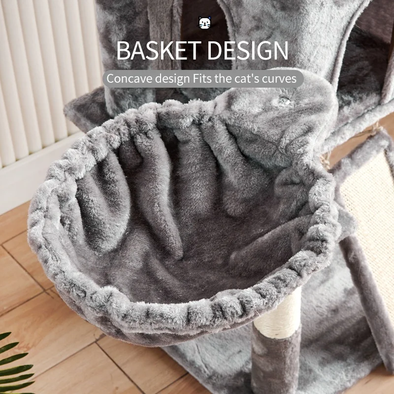 Wholesale have pet toys hemp grinding claws with bed resting bowl cat tree scratcher sisal cat castle