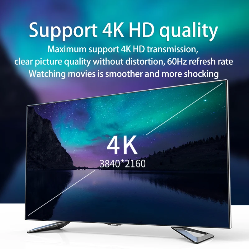 1.8M HD cable TYPE-C to HD audio and video cable 4K@60HZ Mobile phones, tablets, laptops can be connected to a monitor projector