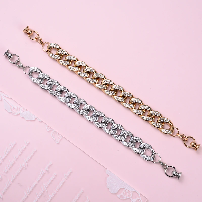 Women  crystal Gold Silver Colors Acrylic Mobile Phone Chain DIY Phone Lanyard Key Beaded Pendant Hold Straps Gift Accessories