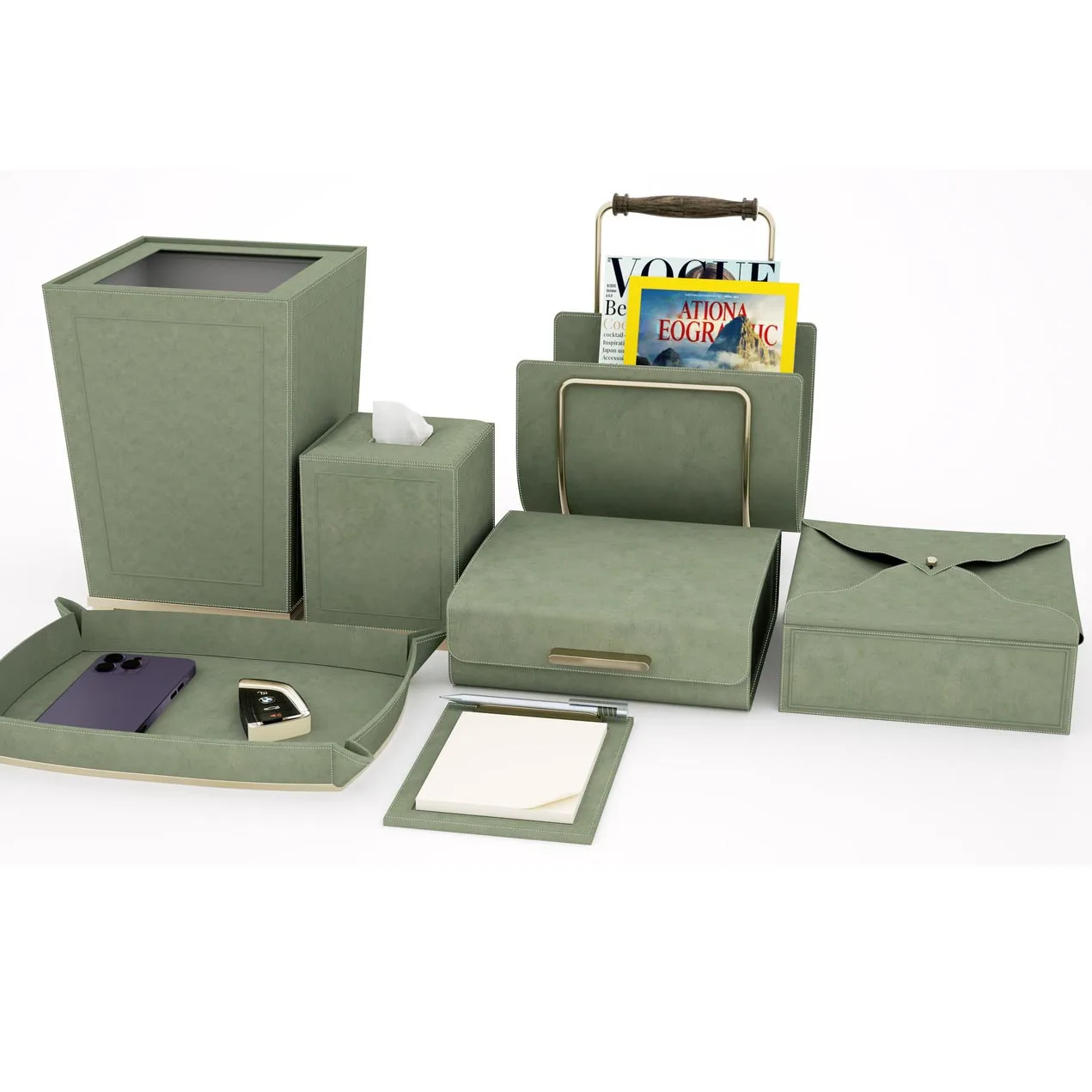 Роскошные декоративные ящики для хранения вещей в отеле лоток ювелирных изделий из искусственной кожи витрина держатель салфеток Набор ящиков мусора