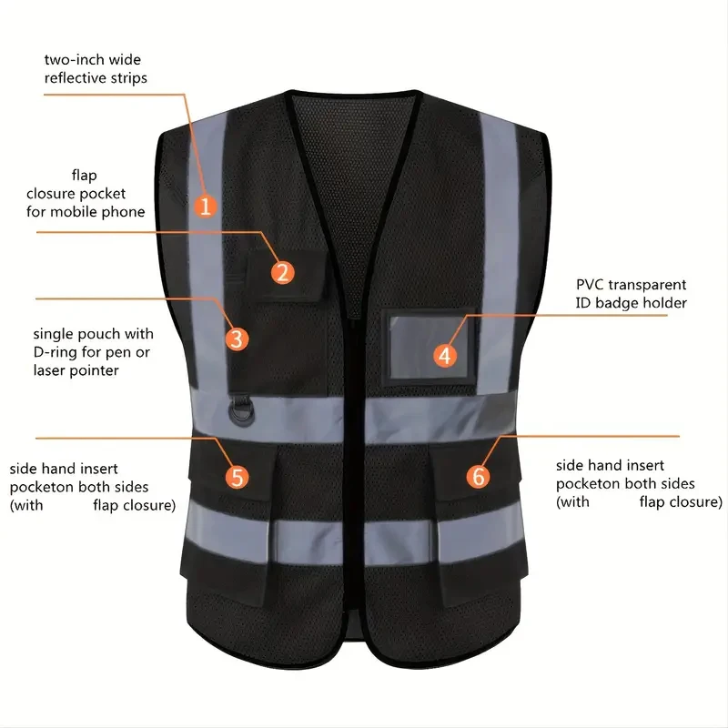 China Manufacturer supply construction vest nivel 2 reflective safety clothing Customize high visibility logo safeti reflect ves