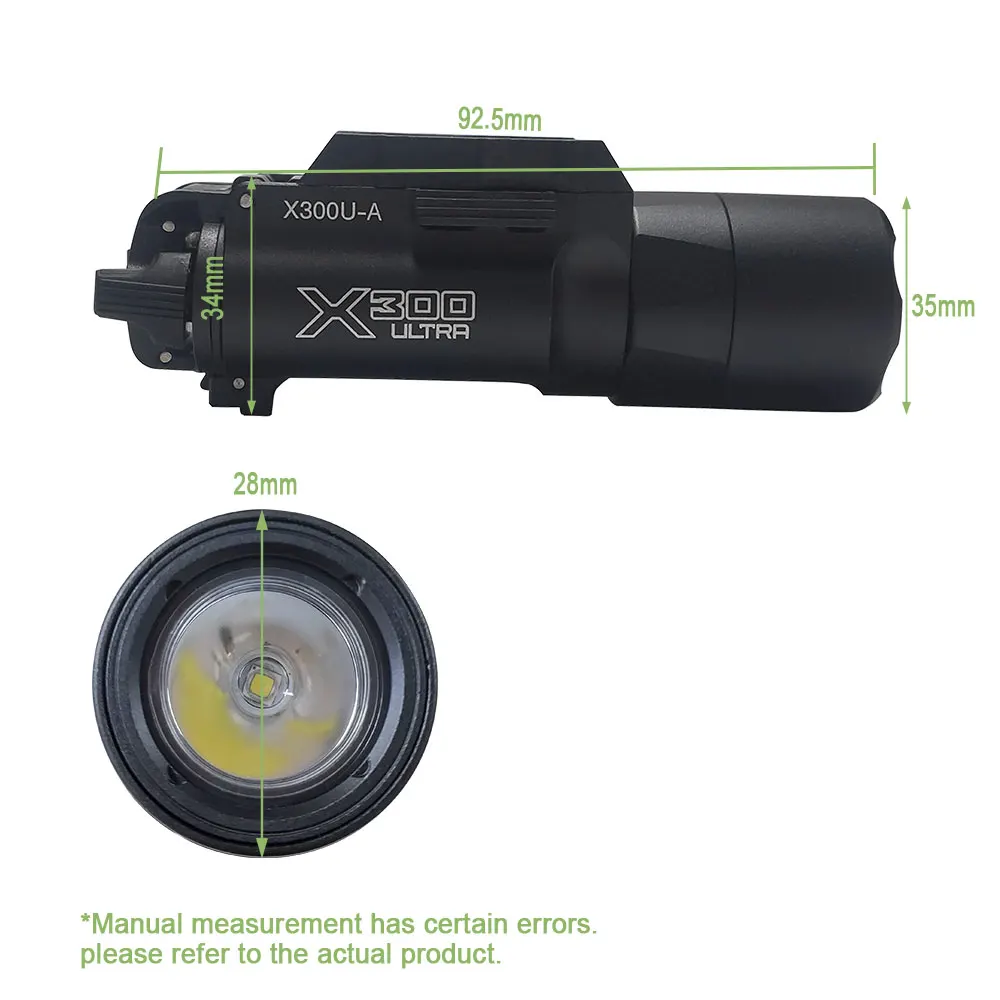 SOTAC GEAR Aluminum X300U Light Tactical Flashlight Fit 20mm Rail Outdoor Scout Lights X300U Flashlights