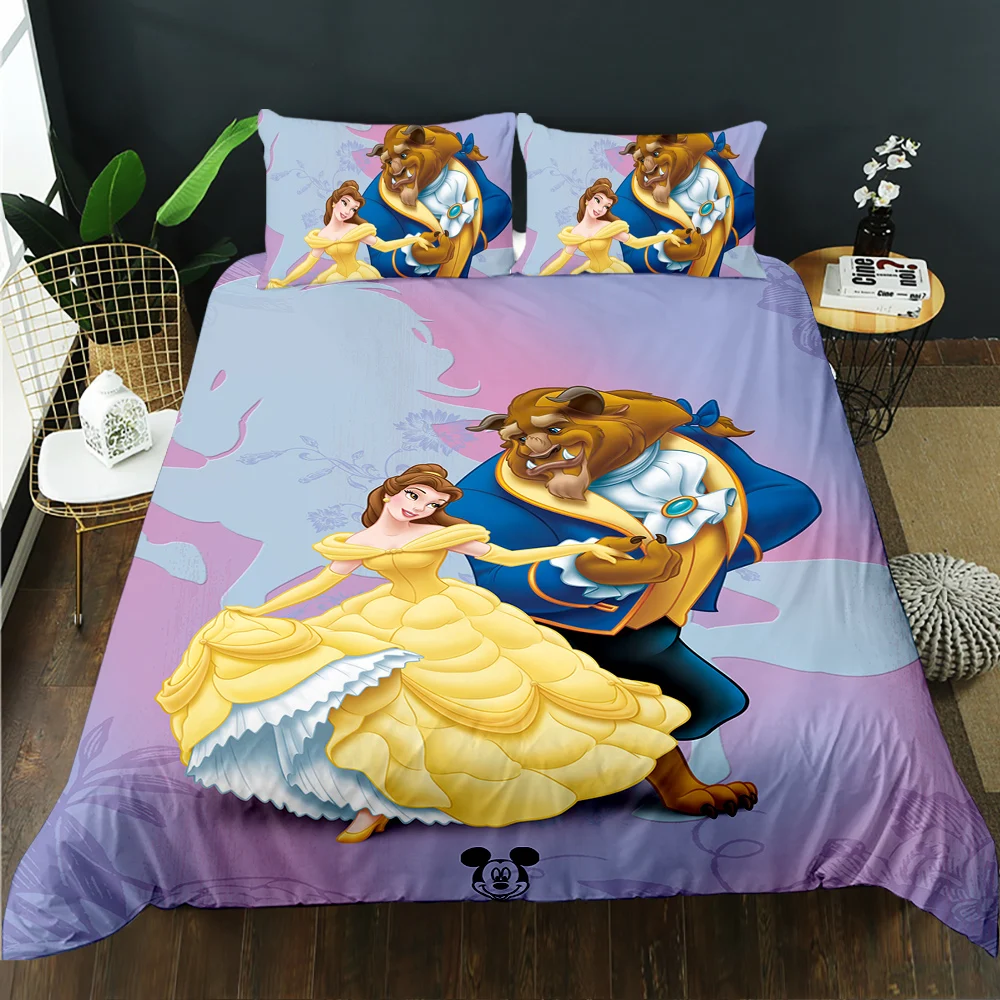 Red 3D printing three Princess duvet cover bedroom can customize beautiful Bedding Set