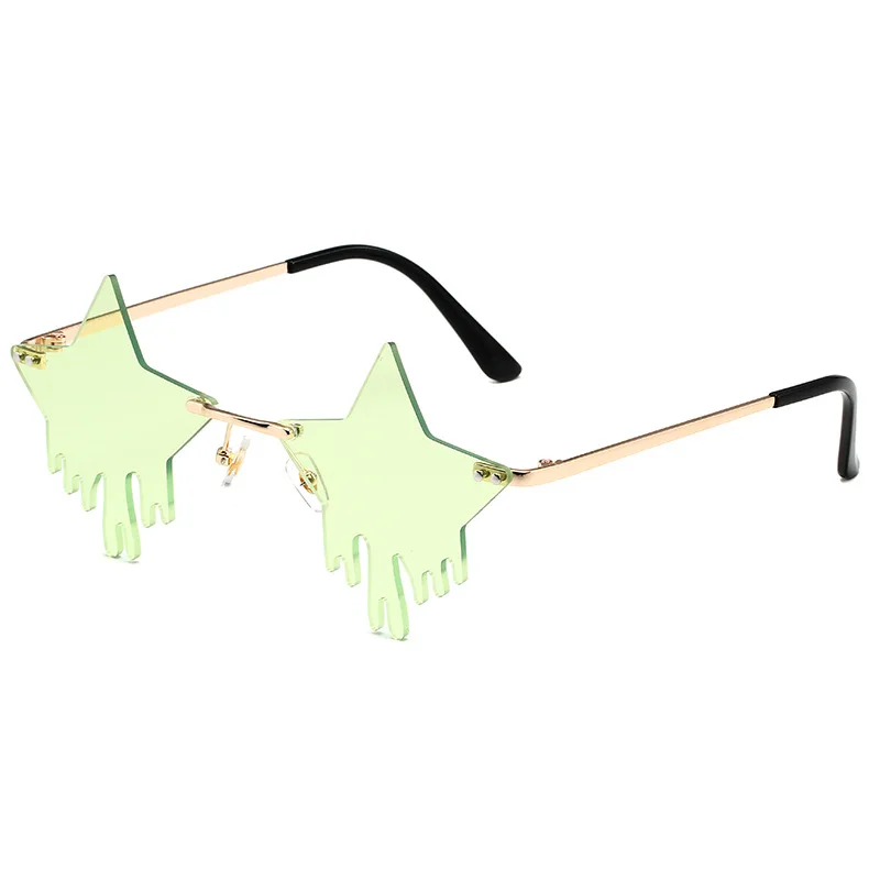 New five-pointed star water drop shape rimless cut edge sunglasses dance tears funny cross-border foreign trade glasses