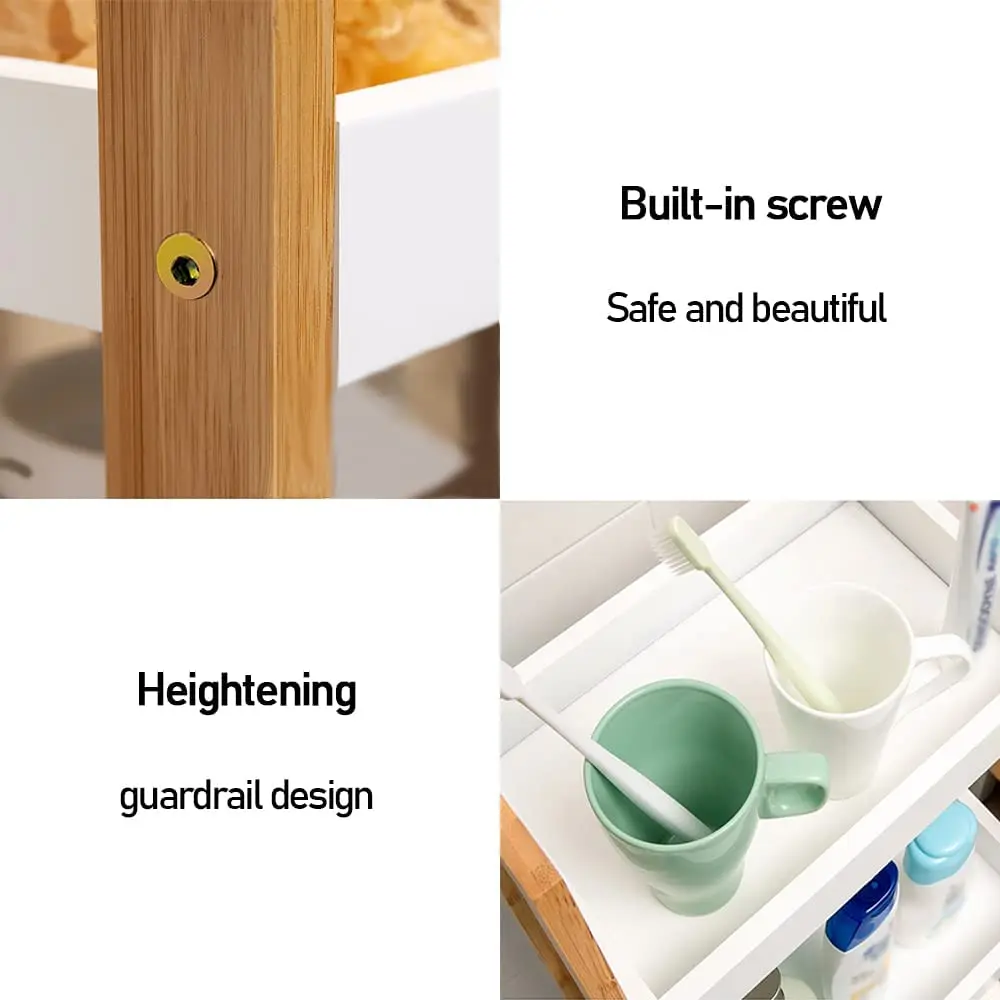 Bamboo Ladder Shelf 3-Tier Kitchen Organizer Rack FreeStanding Bookshelf Bathroom Storage Shelving Plants Stand Display Shelves