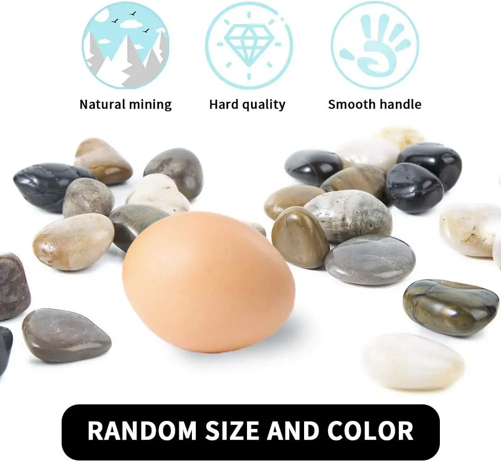 20-40MM Natural Polished Mixed Color Stones, Small Decorative River Rock Stones