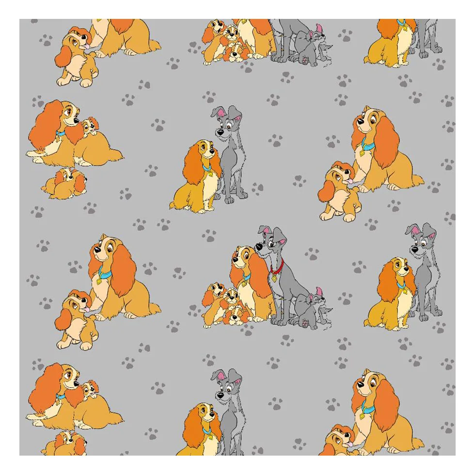 The Lady and the love Dog Cartoon Designs Custom Digital Printing Knit Rayon Fabric 95 Rayon 5 Spandex for Clothes