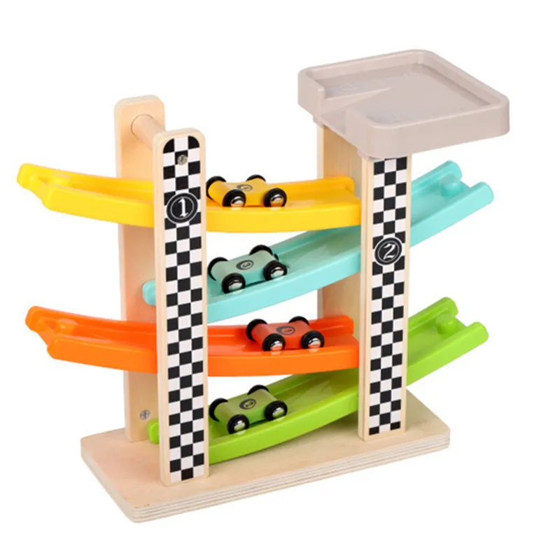 Деревянный четырехтрековый планер, детская деревянная четырехслойная интеллектуальная забавная мини-инерционная игрушка для возврата трека