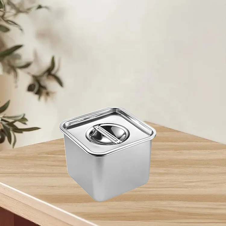 Kitchen tools stainless steel sauce pot square with lid barbecue seasoning bottle food storage container