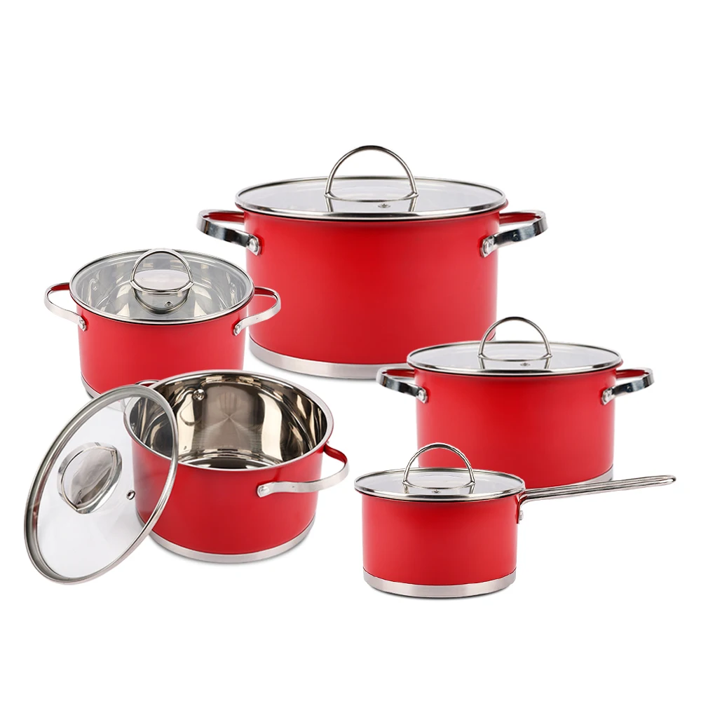 Good Selling Professional Induction Bottom Non Stick Stainless Steel Kitchen Cookware Cooking Pots Set