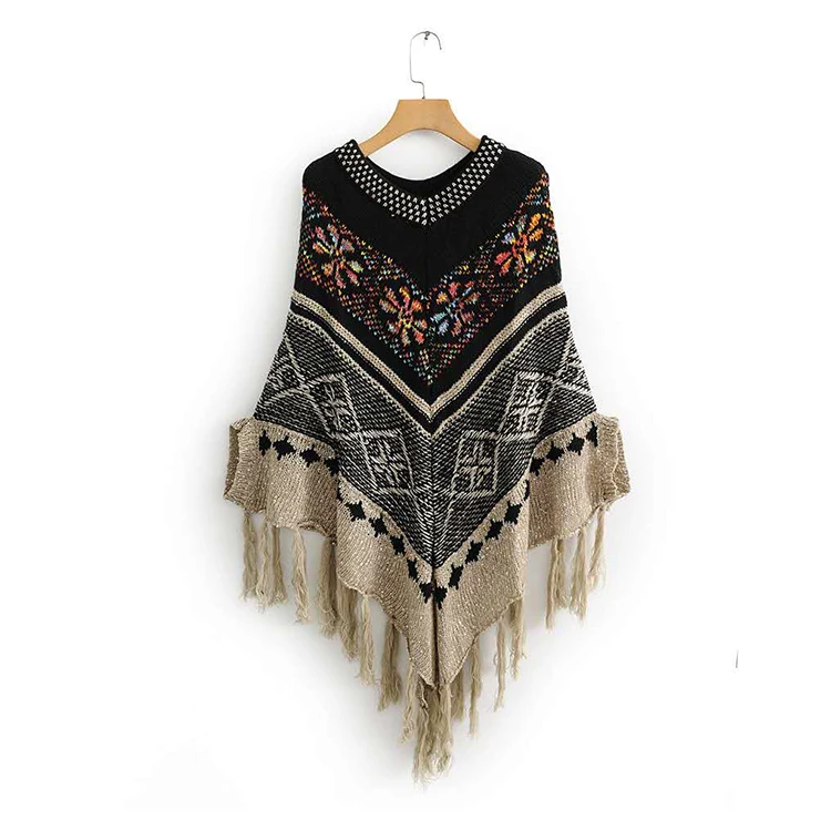  Factory poncho cloak manufacturers embroidered shawls for women winter