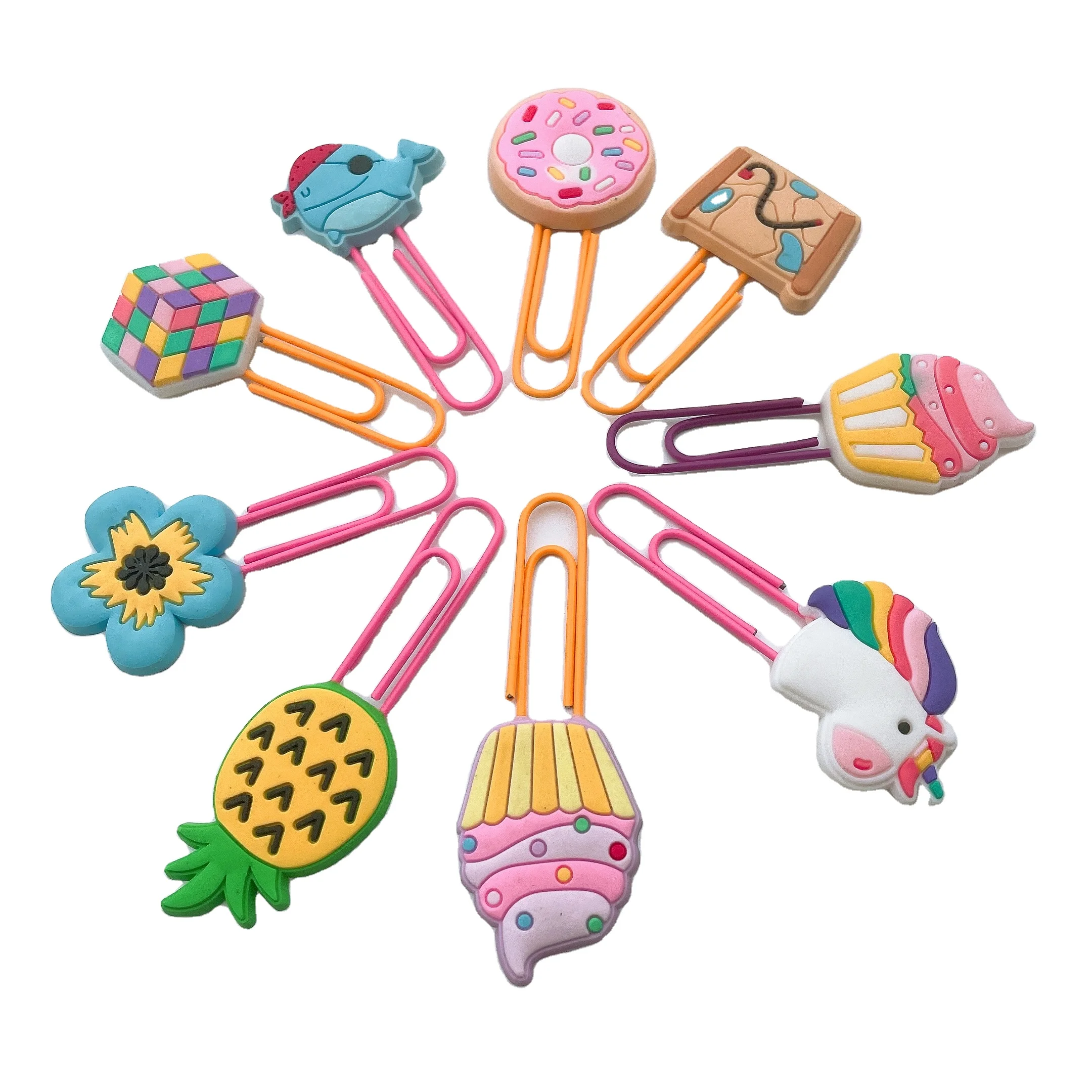 Cartoon Animal Fruit Paper Clip 3D PVC Customized Book Marks