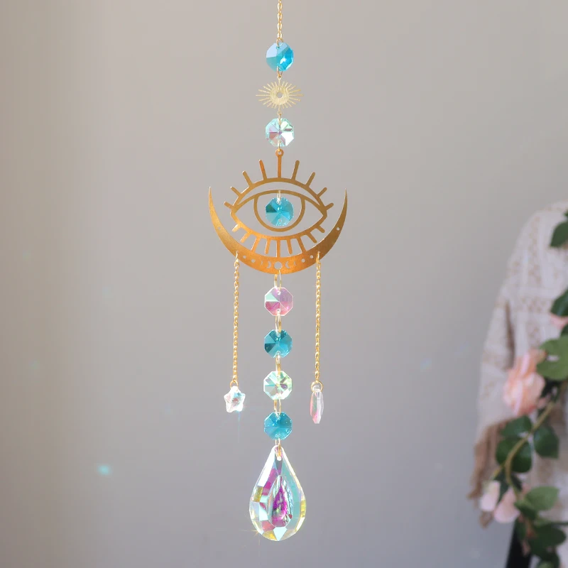 Wholesale Metal Evil Eye Suncatcher Wall Hanging Rainbow Maker Alloy Decoration sun catcher