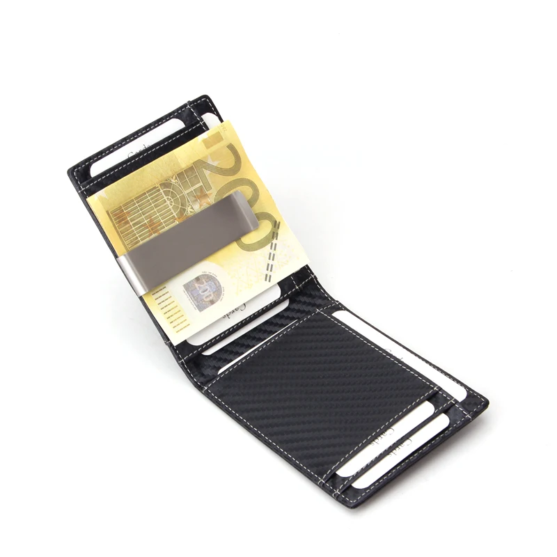 BSCI Certificated Manufacturer Mens Leather RFID Blocking Short Bifold Slim Wallet with Money Clip
