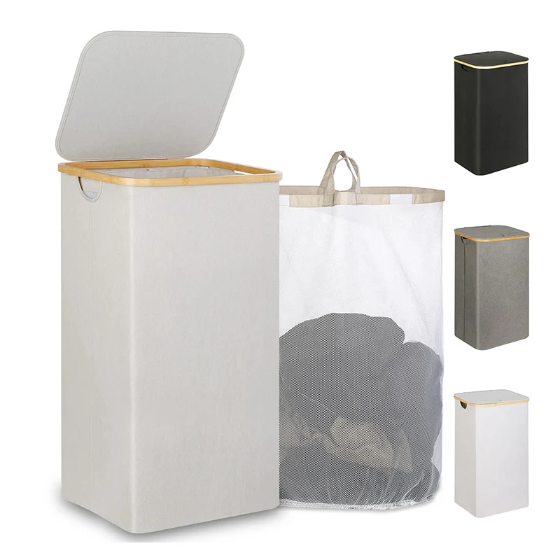 canasta para ropa sucia slim collapsible 100L 110L 140L Double Dirty Clothes Hamper Tall Laundry Basket Bin With Lid for Laundry