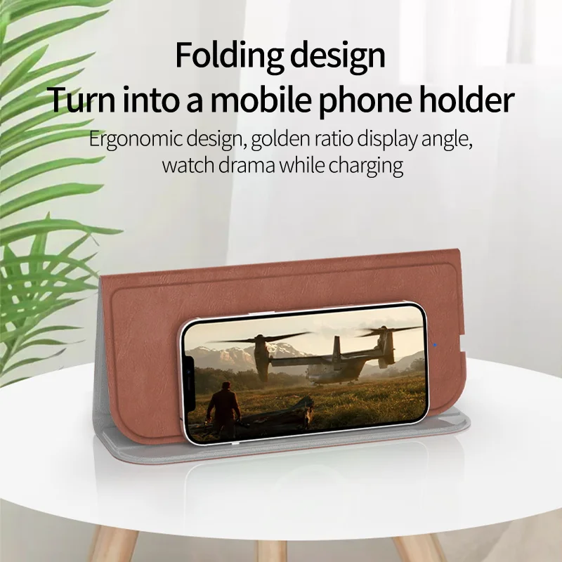 Customize Pu leather 5W 7.5w 15w Fast Qi wireless charging mouse pad Foldable Wireless Charger mouse pad Stand