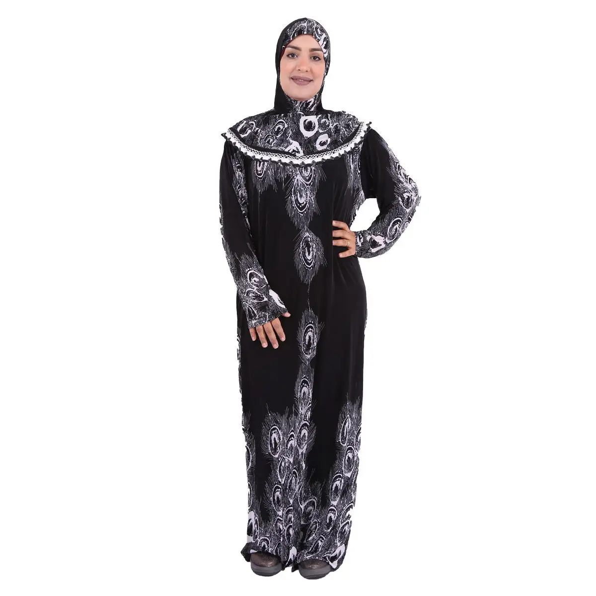 OEM Custom Islamic Ethnic Clothing Spandex Dress Women Ramadan Eid Mubarak Elegant Solid Slim Waist Arabic Muslim Dress