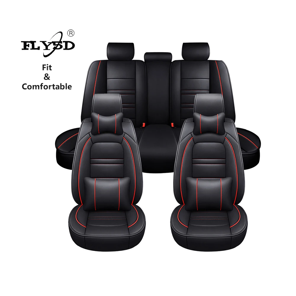  Лидер продаж на amazon чехлы для автомобильных сидений FLY5D Универсальный Полный комплект из искусственной кожи