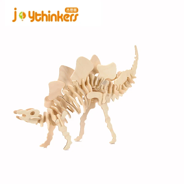 joythinkers Laser Cutting 3D Wooden Dinosaur Puzzle large toy triceratops dinosaurs for Kids Jurassic dinosaur world Model