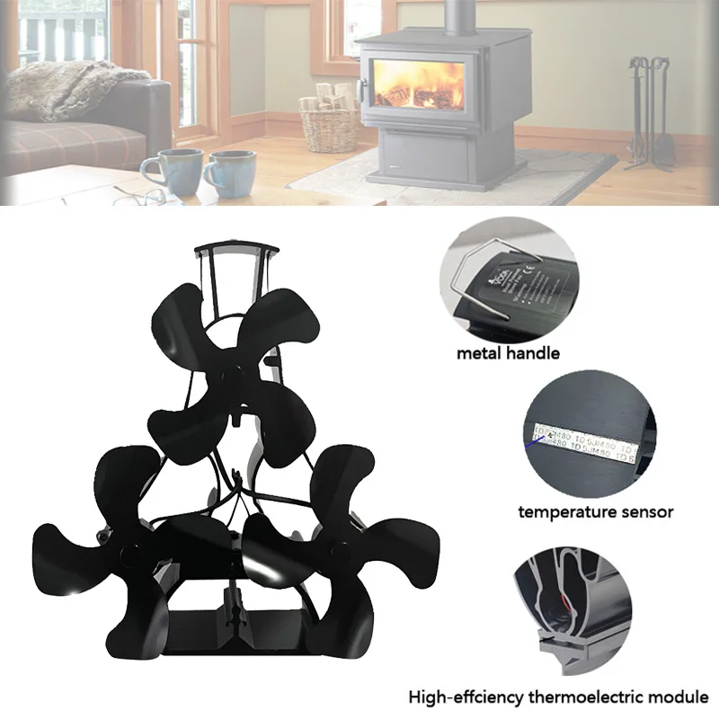OEM 12-Blade Stove Fan Heat Powered No Battery Required For Log Burning Fireplace Circulating Warm Air