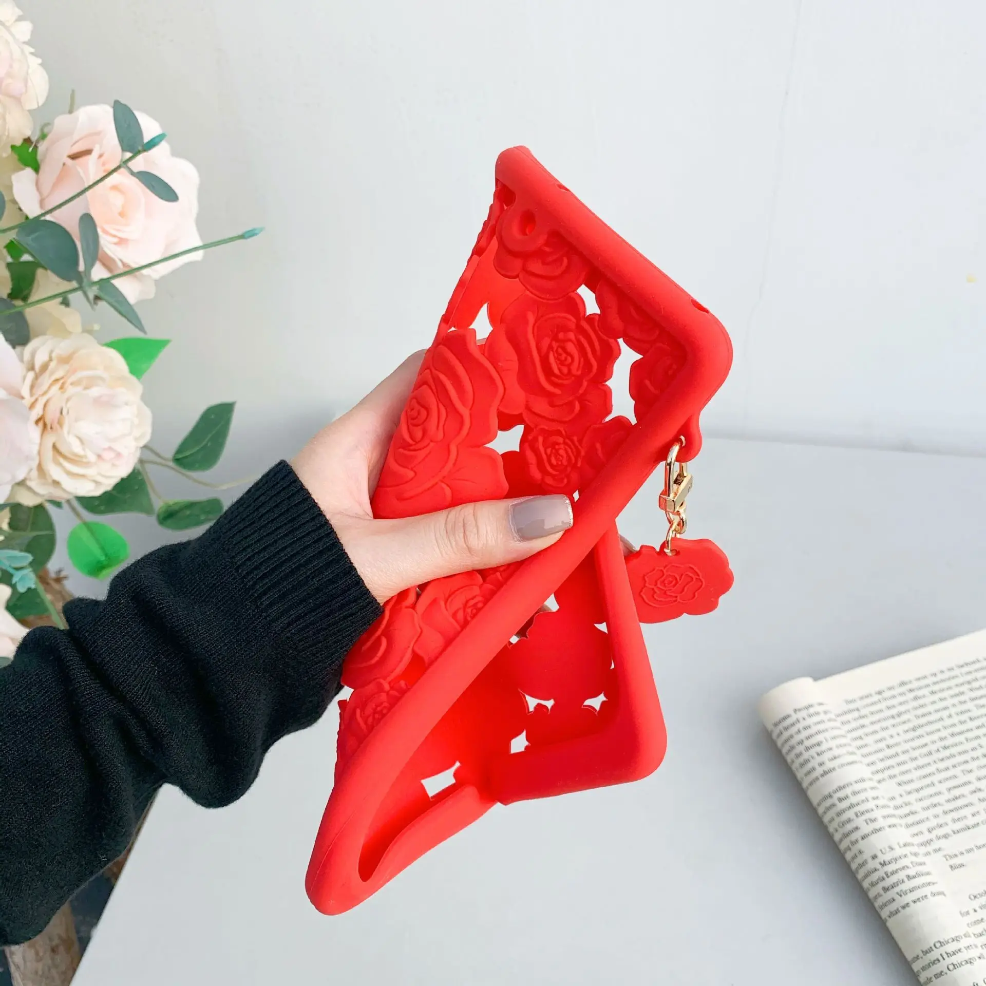 New Silicone Flower Case For iPad Pro 112018 Tablet Cover Red For iPad 9.7/10.95/10.9 For iPad 7th Gen Case