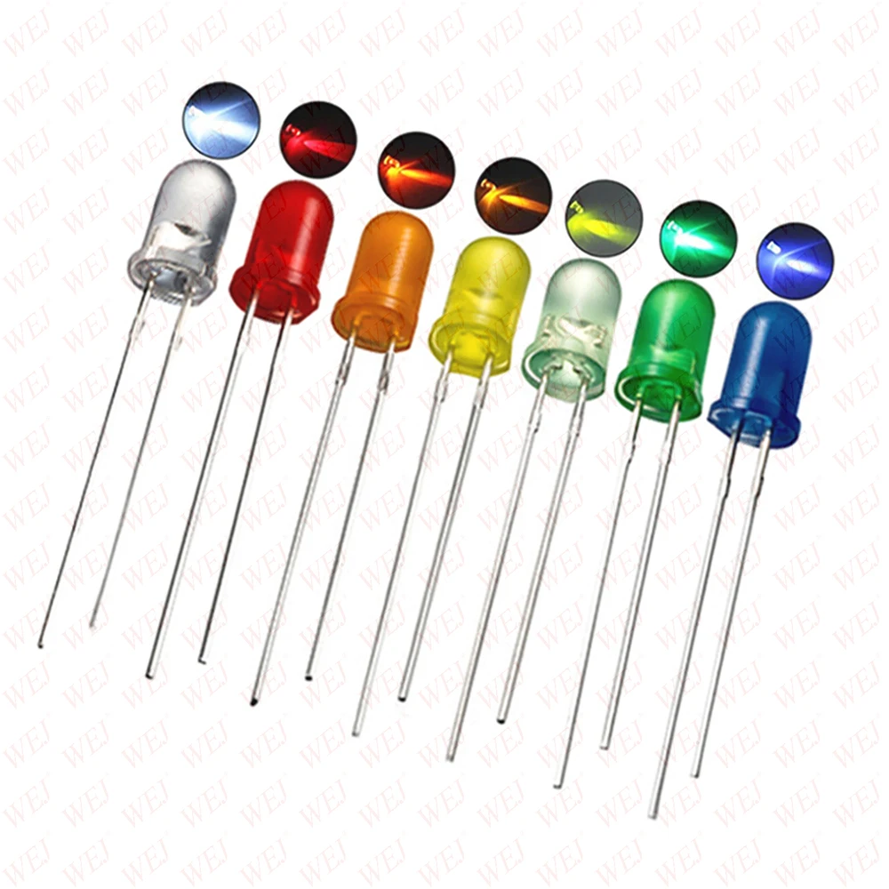 5mm ultra bright led diode round clear lens White Yellow Green Blue Red dip led ultra high brightness diode 5mm led