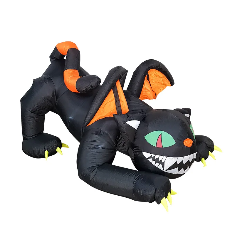 Outdoor yard festival Halloween inflated has wings LED cats decor inflatable evil expression cat decorations demon black cat