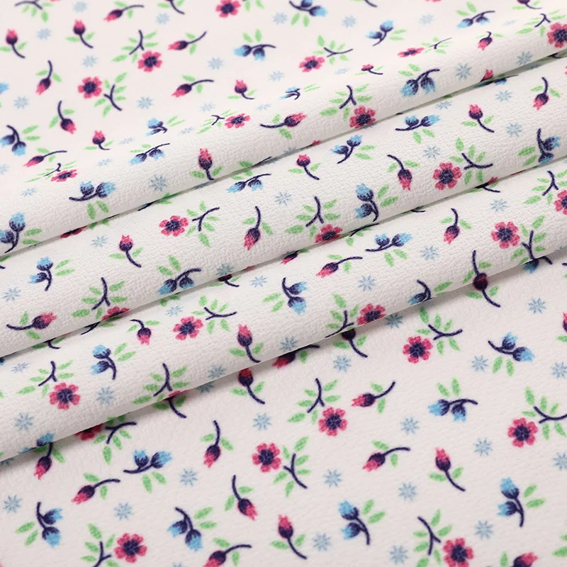 New Design 30D Floral Print Bubble Pleated Crinkle Chiffon Fabric For Dress
