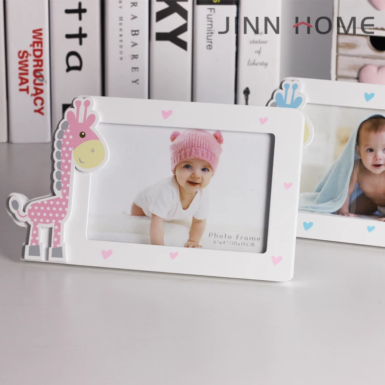 Giraffe Designs Baby Memory Wooden Photo Frame MDF Material Love You in Blue for Boys Pink for Girls Home Display DIY Projects
