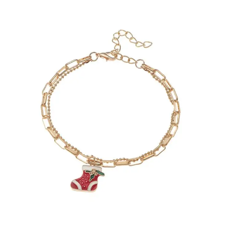 New Christmas Chain Bracelet Womens Girls Snowman Snowflake Boot Deer Charms bracelets & bangles Jewelry