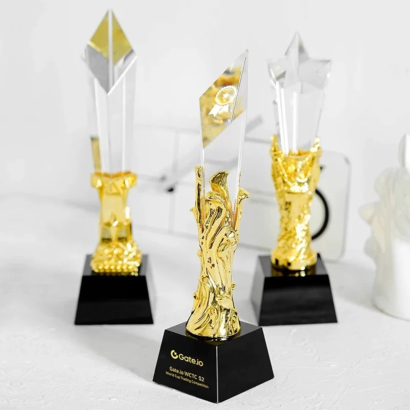 New Arrival Star Trophy Personalized Employee Recongnition Awards Crystal Staff Appreciation Trophies Cup With Black Base