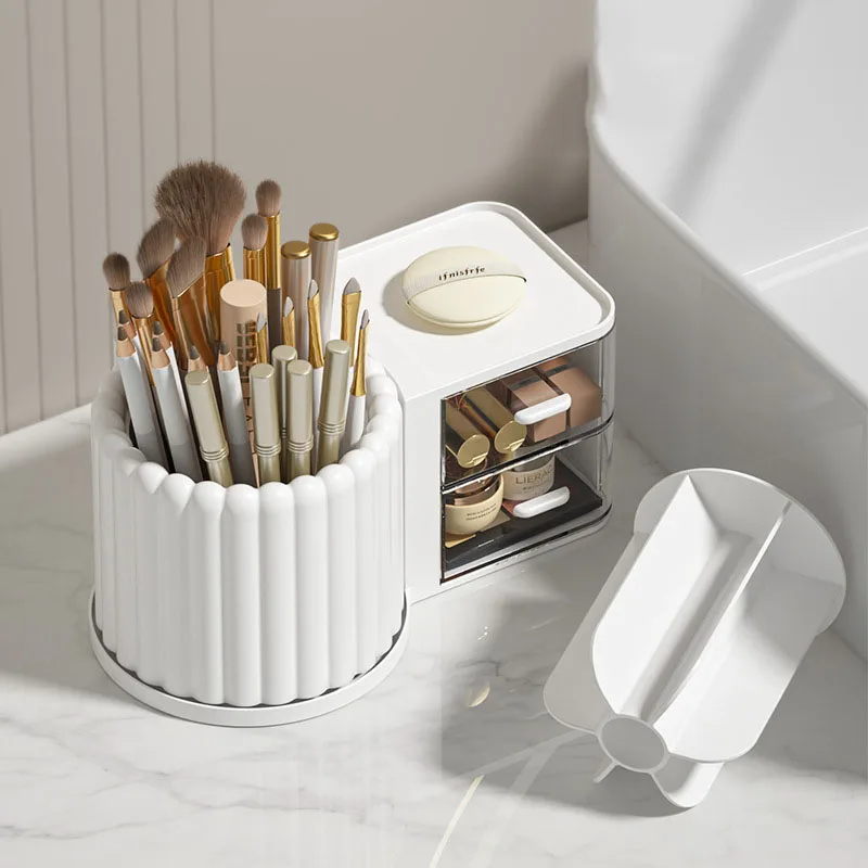 New Design Plastic Cosmetic Organizer with Drawer Lipstick and Skincare Cream Makeup Storage Box Desk Organizer