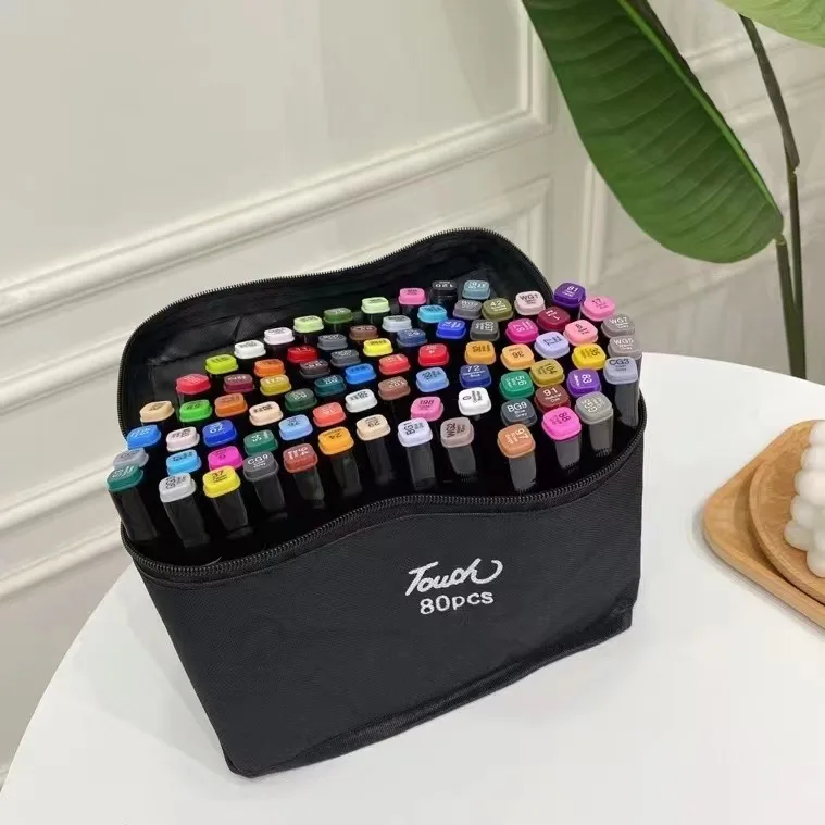 30/40/60/80 Color Markers Dual Brush Alcohol Felt Pen Manga Sketching Art School Supplies Drawing Set