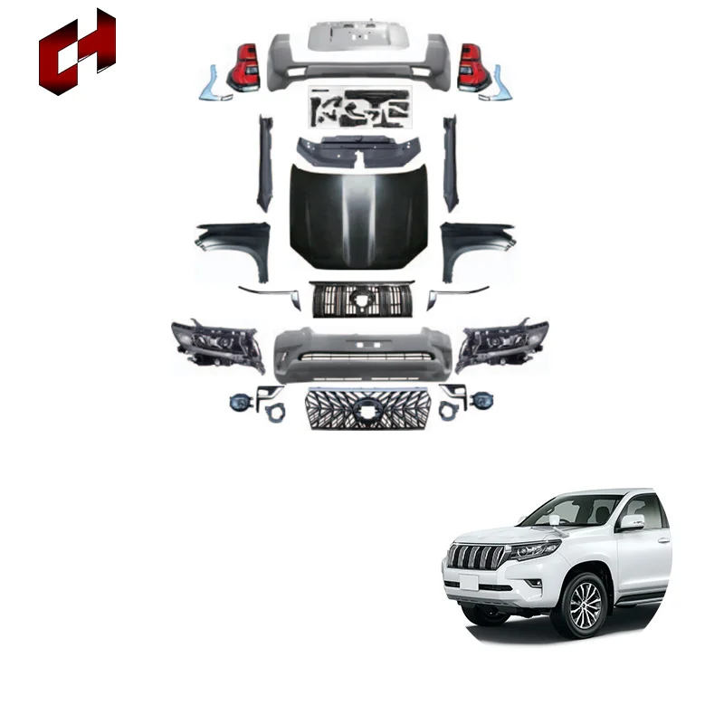 CH Custom Car Upgrade протектор капота двигателя, боковые шаговые фары, комплект для преобразования автомобиля для Toyota Prado 2010-2014 до 2018