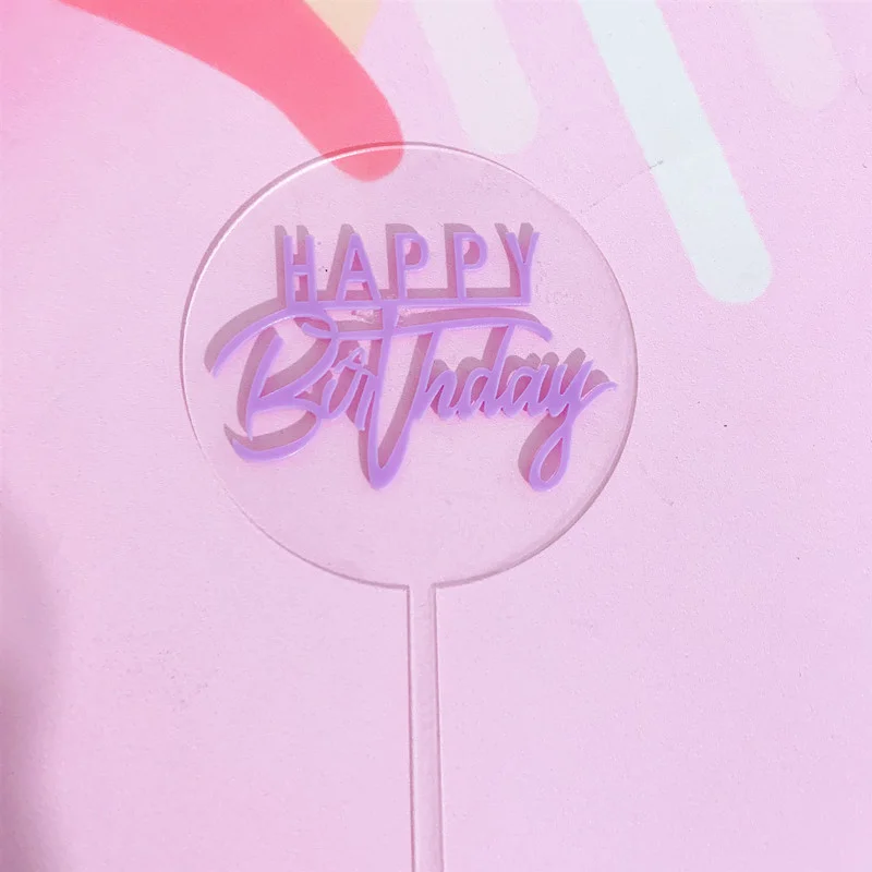Round transparent double layer happy birthday acrylic cake topper