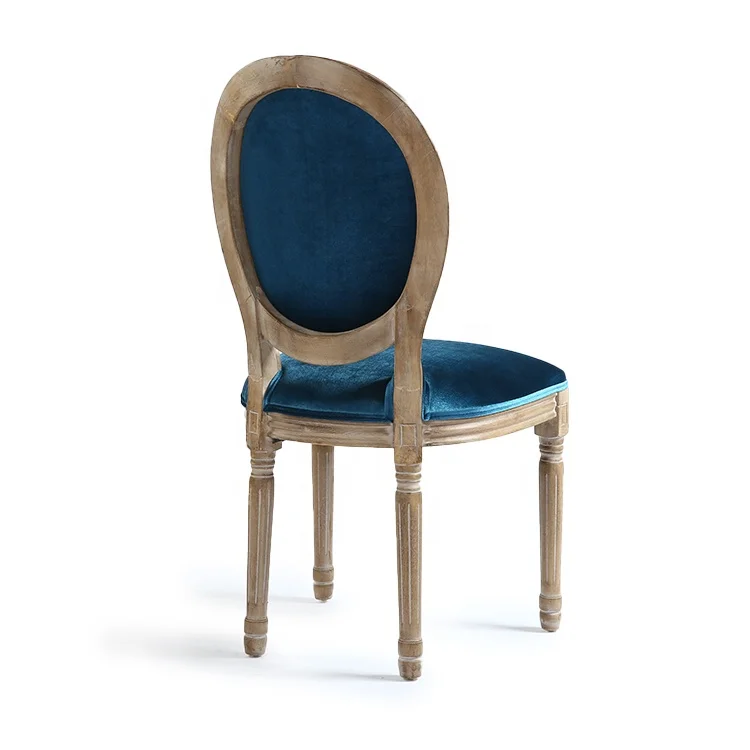 KaseiHomeland High Quality Luxury Modern Elegant Side Chair Rubber Wooden Event Chairs Glossy Blue Velvet Dining Chair