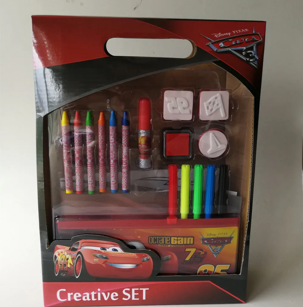 kids boys and girls  cartoon back to school carry on stationery painting coloring marker stamp crayon  set for children