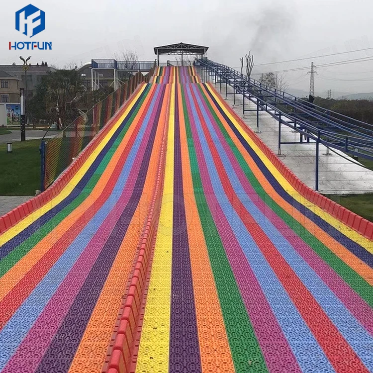 Sliding ride Attraction unpower rides plastic playground rainbow slide for sale