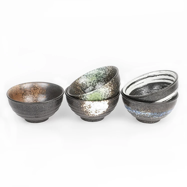 Japanese Style Ceramic Cereal Bowls Porcelain 260ml Salad Soup Rice Bowl Set, Multi Colors (4.5 inch)