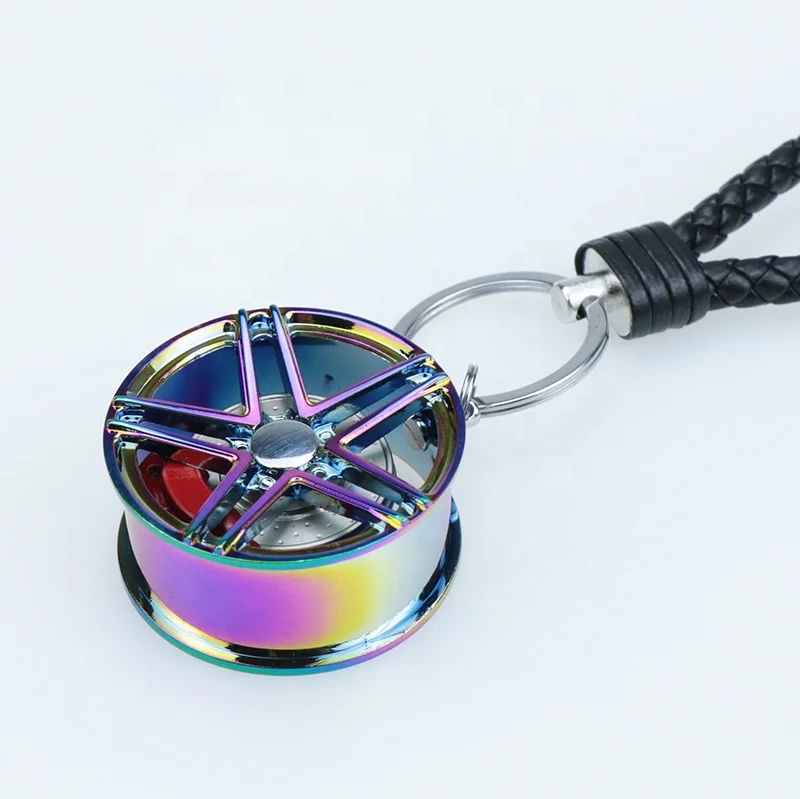 
45mmHigh quality car wheel keychain rearview mirror hanging 6 color modified wheel car keychain modified car accessories 