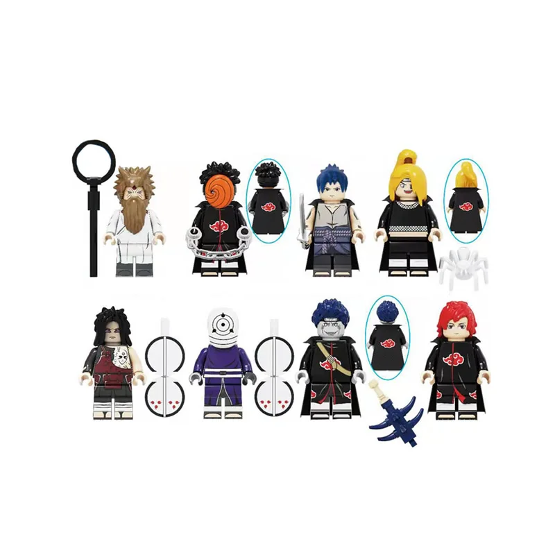 KF6118 Narutos Characters Deidara Uchiha Madara Hoshigaki Kisame Building Blocks Kids Block Toys Mini Figures Kids Gift
