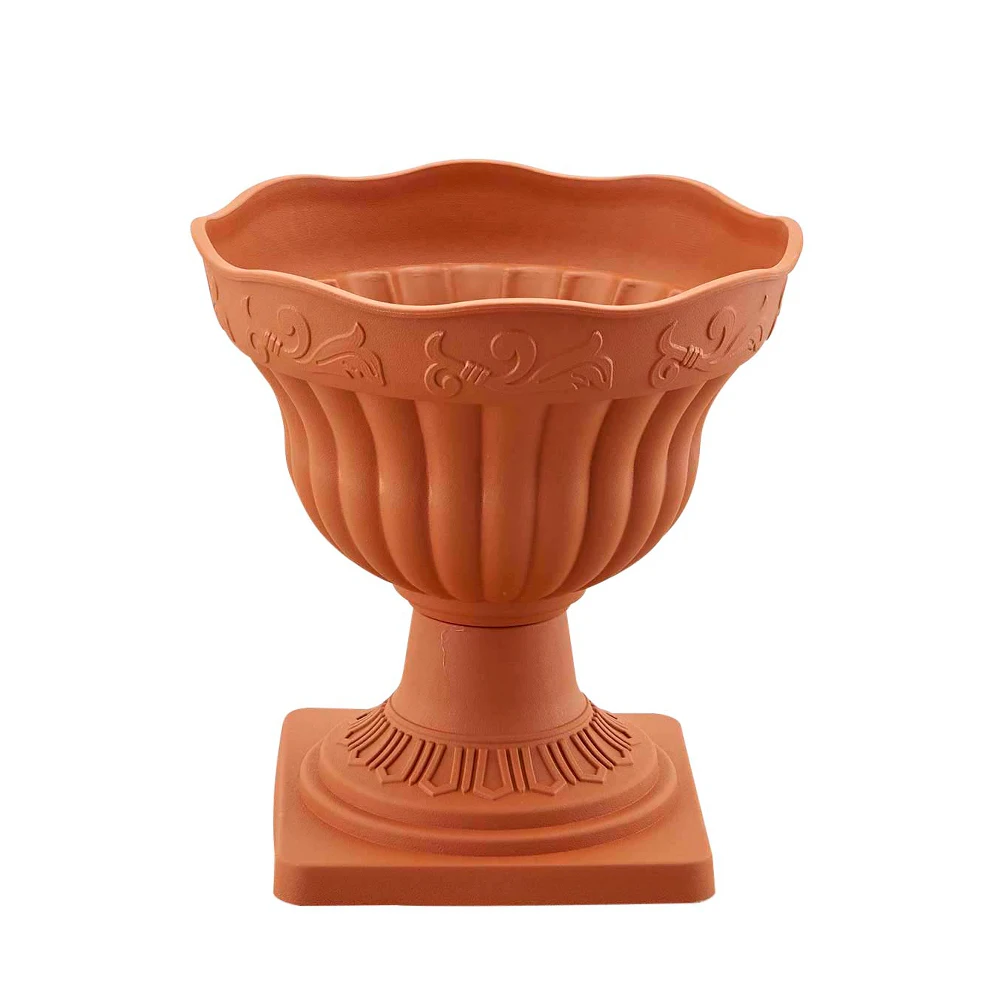 Outdoor garden silver plastic flower pots urn planter wholesale