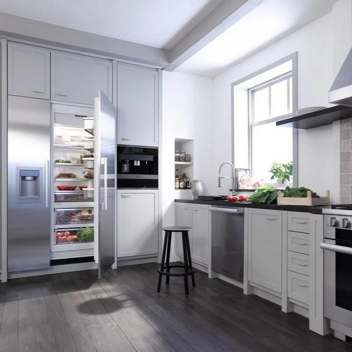 American modern kitchen furniture manufacturer kitchen cabinets sets designs with stone quartz countertop and sink
