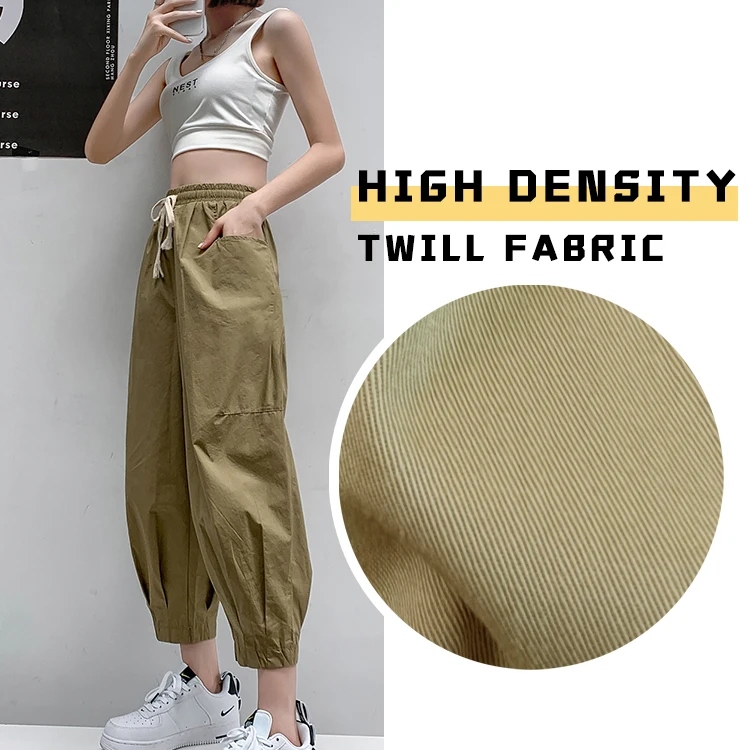 Summer 150gsm High Density Imitation Twill Thin fabric cotton woven dyed fabric for pants and trousers