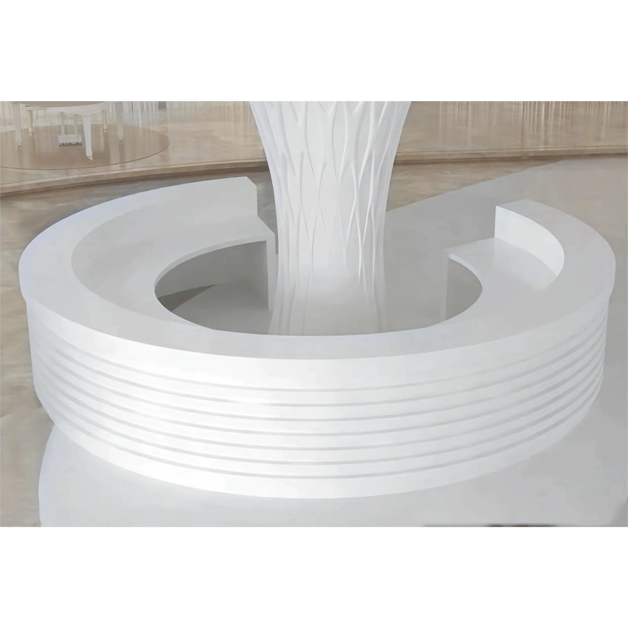Hotel hair salon front desk reception counter modern white custom design standing round curved reception reception desks