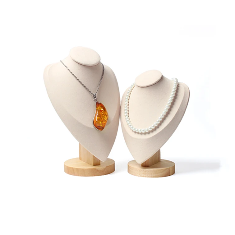 
Hot Sales Elegant Wood White Jewelry Display Neck Stands Jewelry Display Bust 