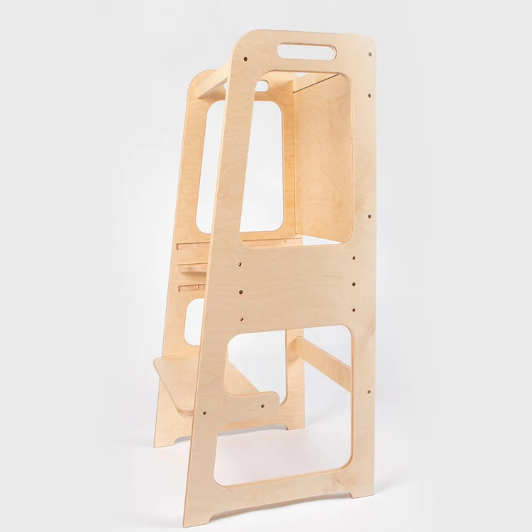 Toddler Convertible Kitchen Helper Adjustable Height Solid Wood Step Stool Cooking Learning Tower For Kids