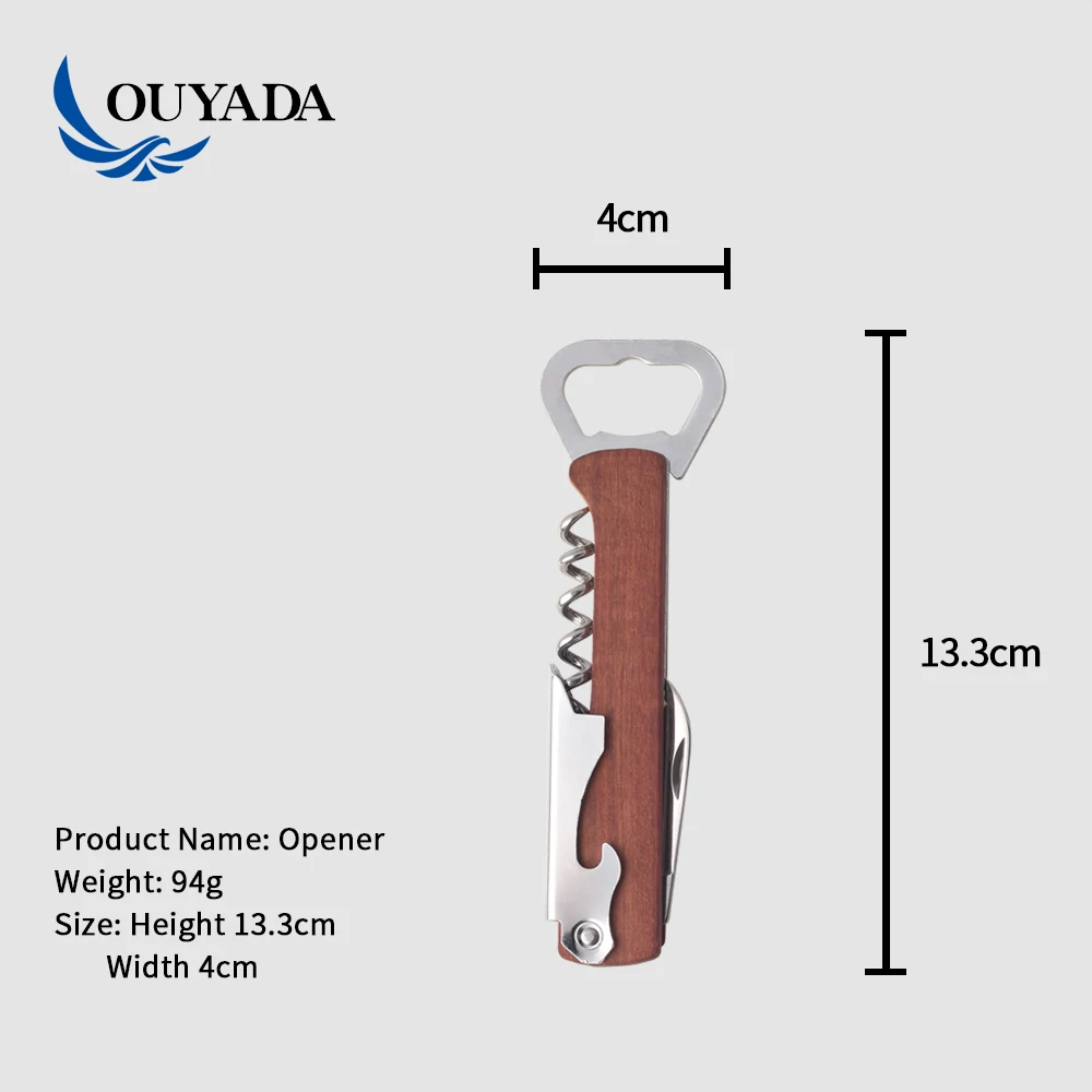 Factory Direct Custom Logo Stainless Steel Personalised Souvenir Red Wing Wine Cork Corkscrew Auger Wooden Can Bottle Opener