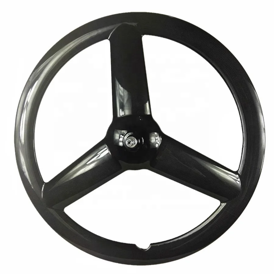 Synergy Tri Spoke Rear Wheel 23mm Wide Rim 50MM Height Tubular Clincher Fixed Gear Carbon 3 Spoke Wheel