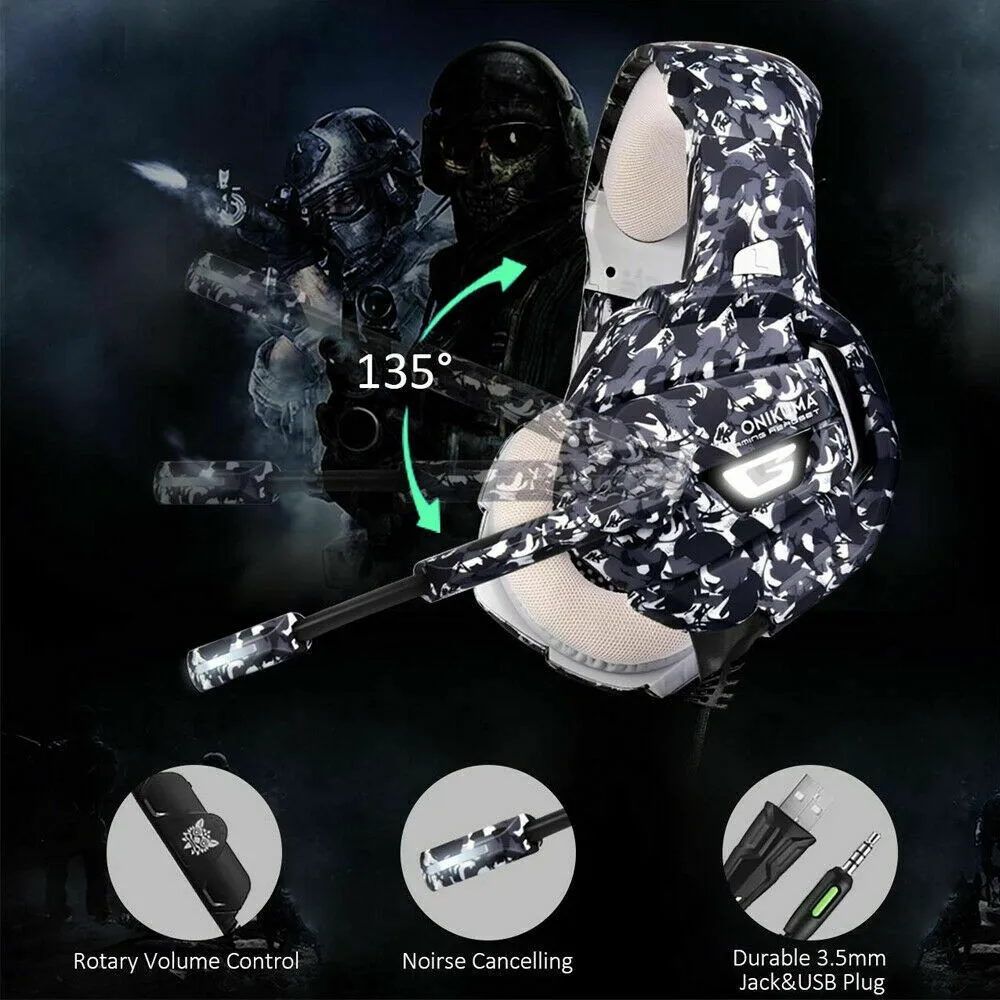 Dropshipping Onikuma Hot Selling k5 Army Camouflage Bass Surround Sound Gaming Headset